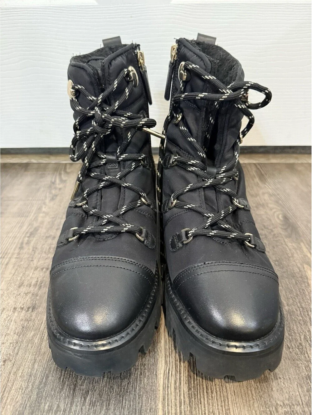 Kate Spade Black Fiona Boots Women’s 8B Nylon Leather NWOB